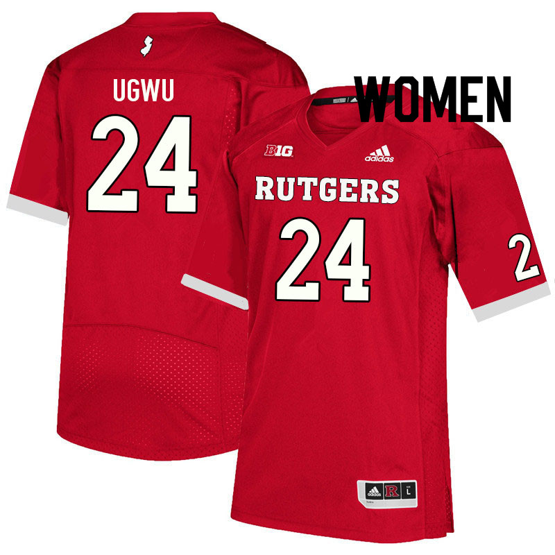 Women #24 Brian Ugwu Rutgers Scarlet Knights College Football Jerseys Sale-Scarlet - Click Image to Close